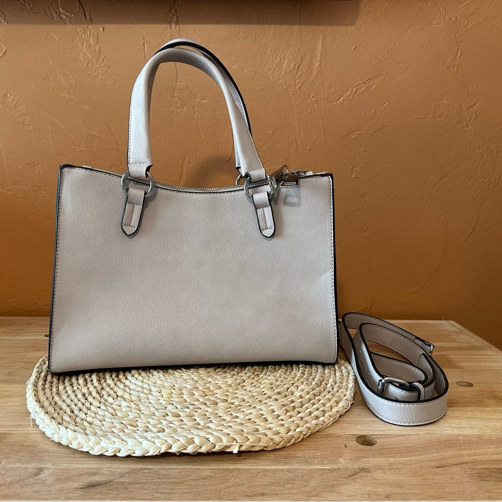 Charming Charlie gray purse with black trim